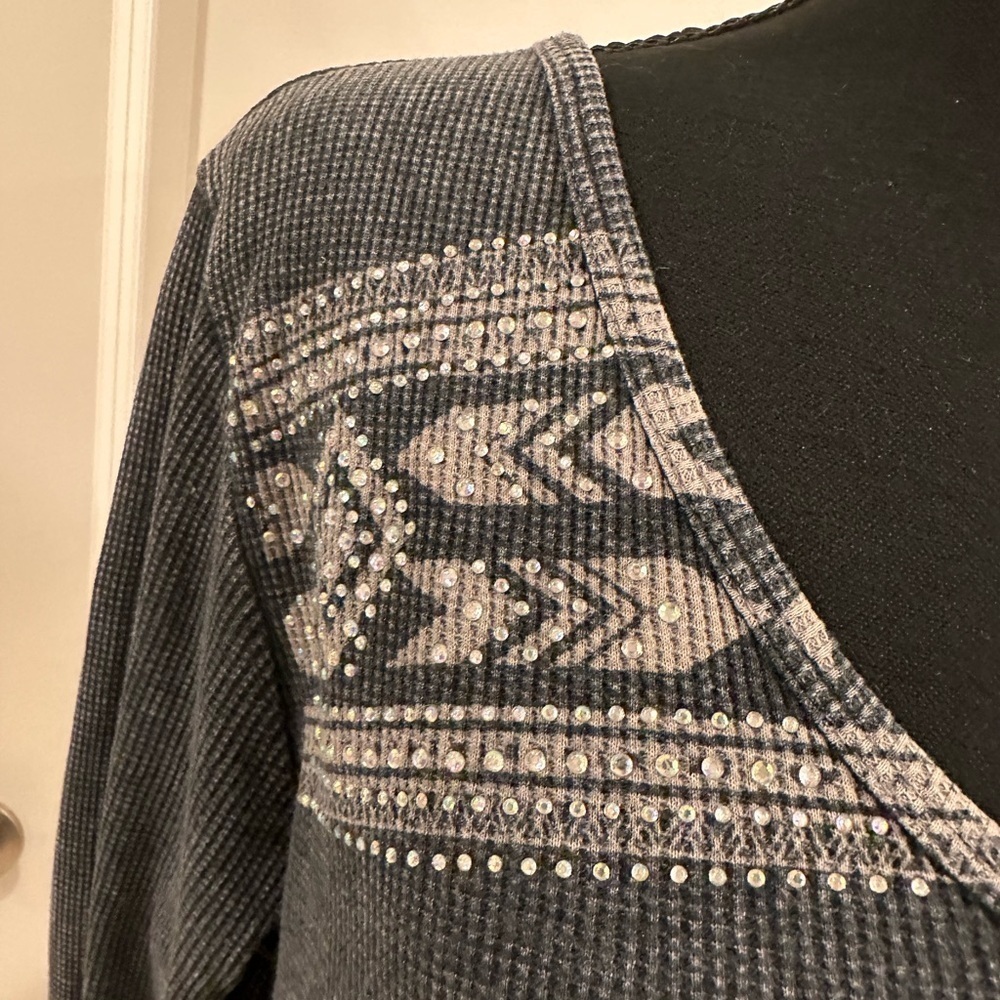 Talk about Western Bling’n Texas! Thermal long sleeve Tunic - 1X - Picture 5 of 7